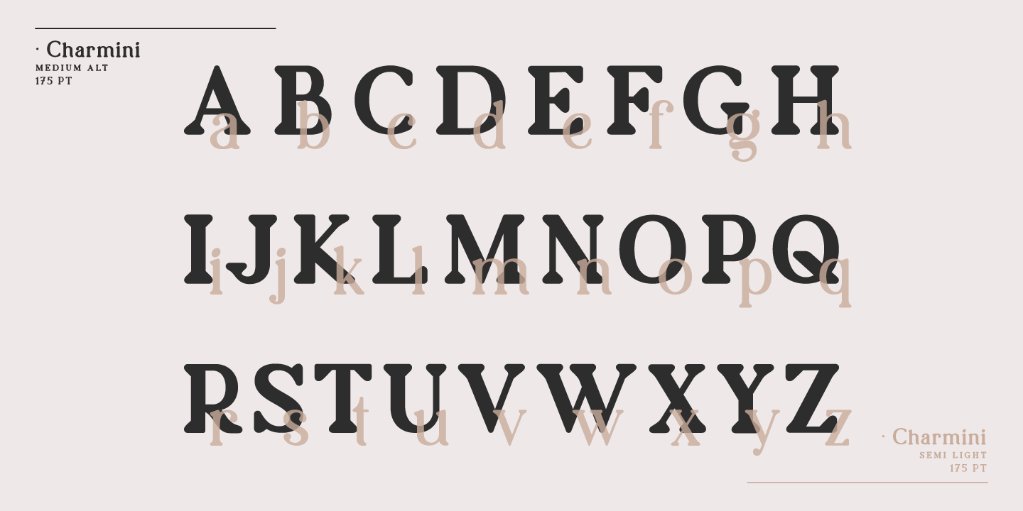 Ejemplo de fuente Charmini Italic